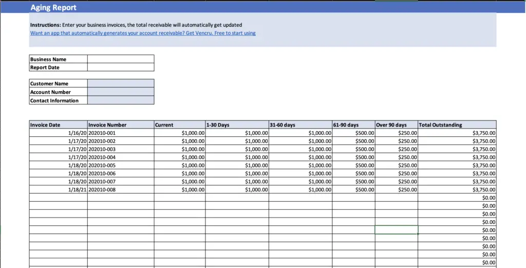 Aging Report Template