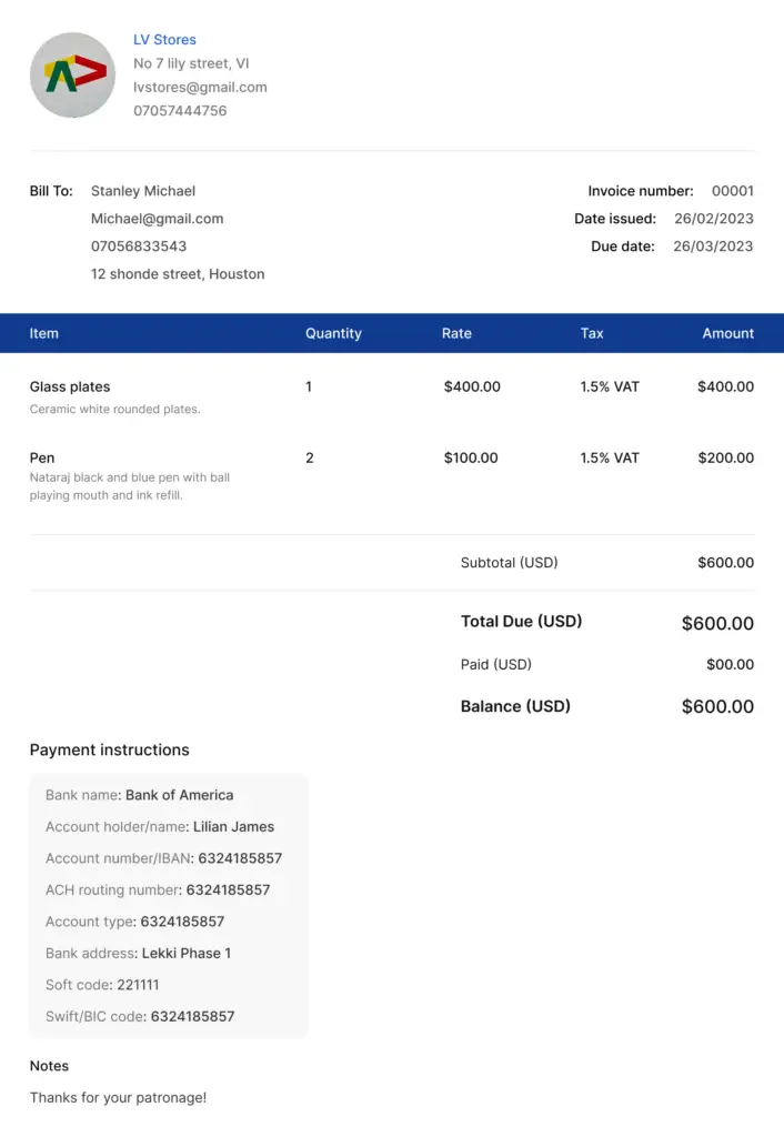Vencru | Freelancer’s Guide to Hassle-Free Invoicing invoice sample for freelance business