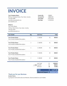 free invoice template sample from Vencru